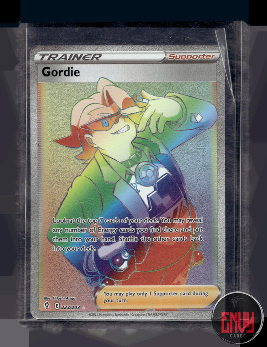 Gordie Lightly Played 223/203 Rainbow Rare Evolving Skies Pokemon