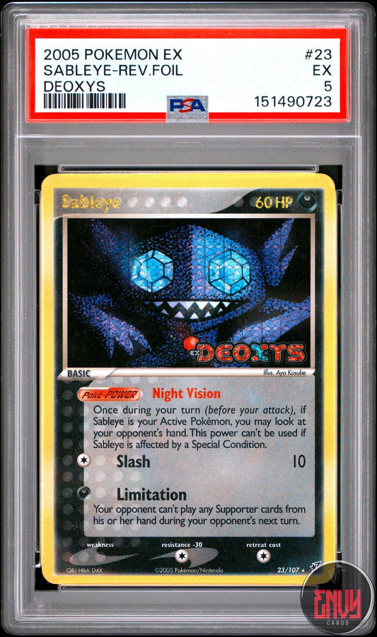 Sableye Reverse Holo 23/107 Deoxys Pokemon PSA 5