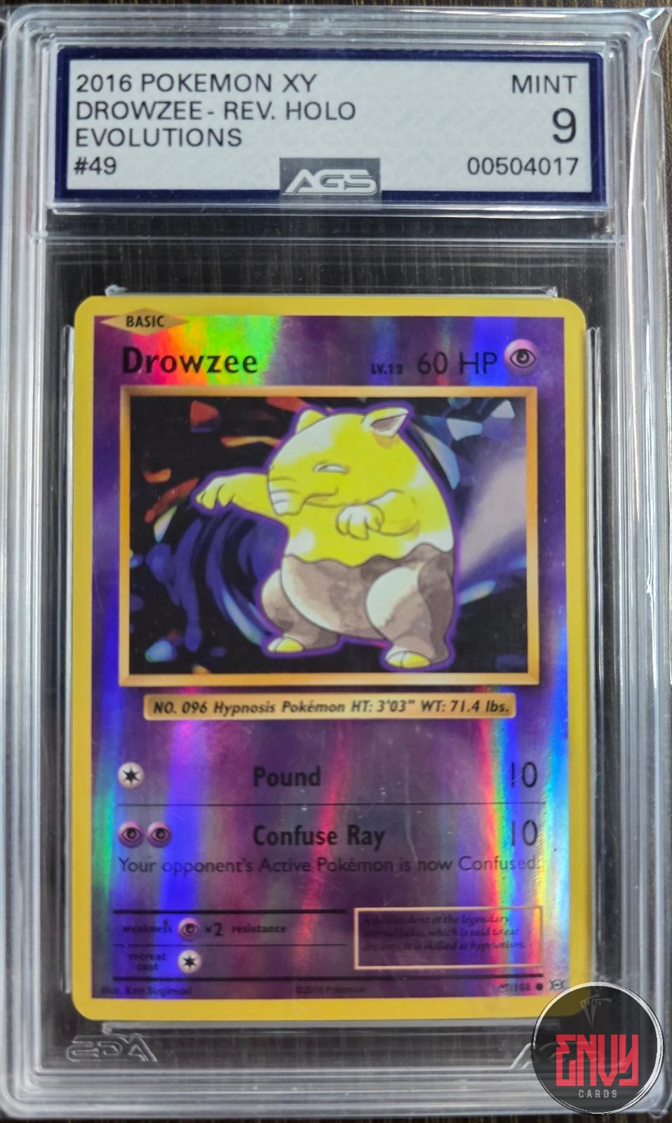 Drowzee NM 49/108 C Evolutions Pokemon Reverse Holo AGS Mint 9