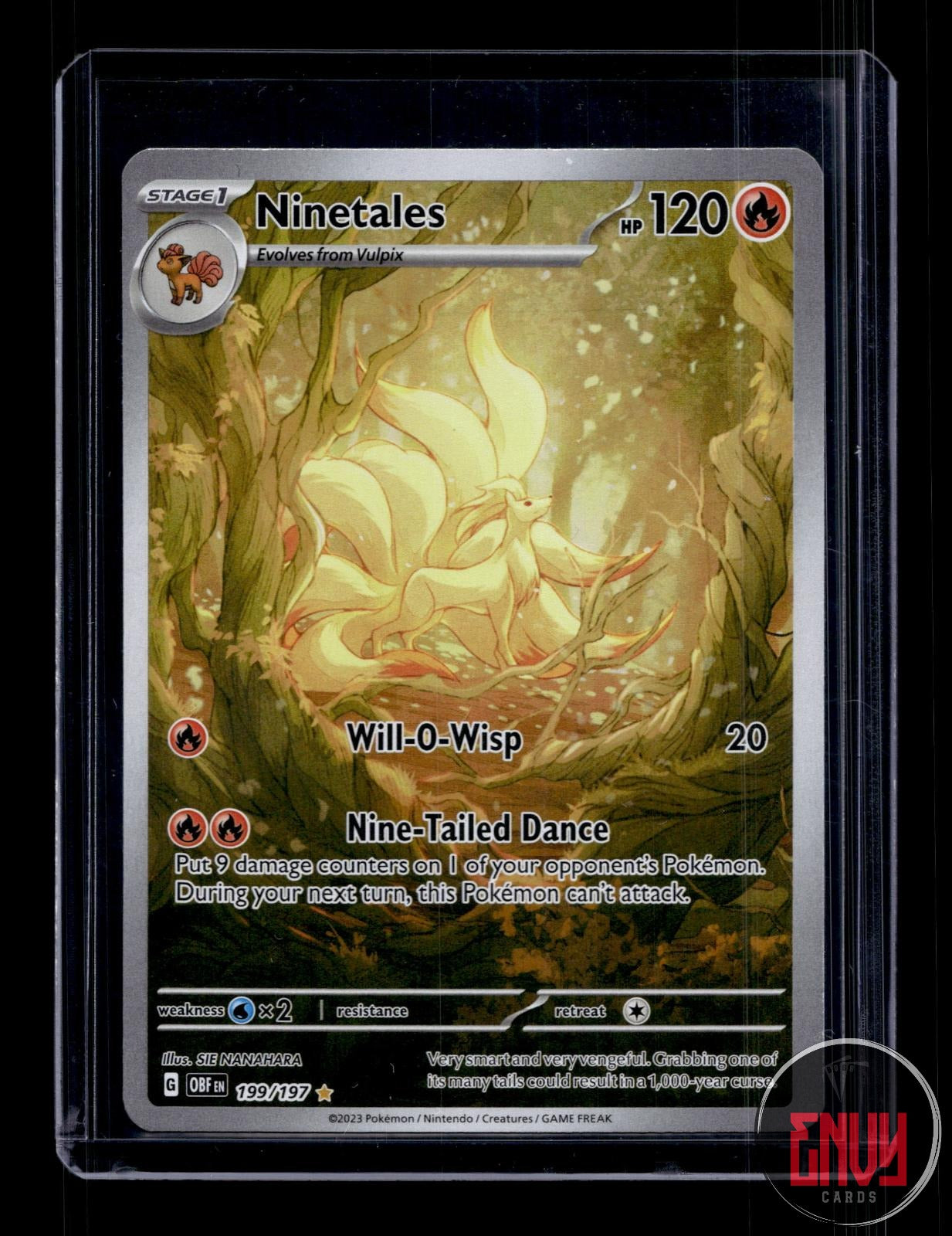 Ninetales Near Mint 199/197 Illustration Rare Obsidian Flames Pokemon Holo