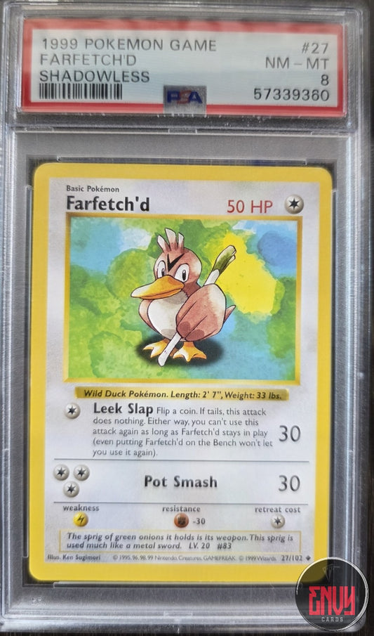Farfetch'd 27/102 Shadowless Game Pokemon PSA 8