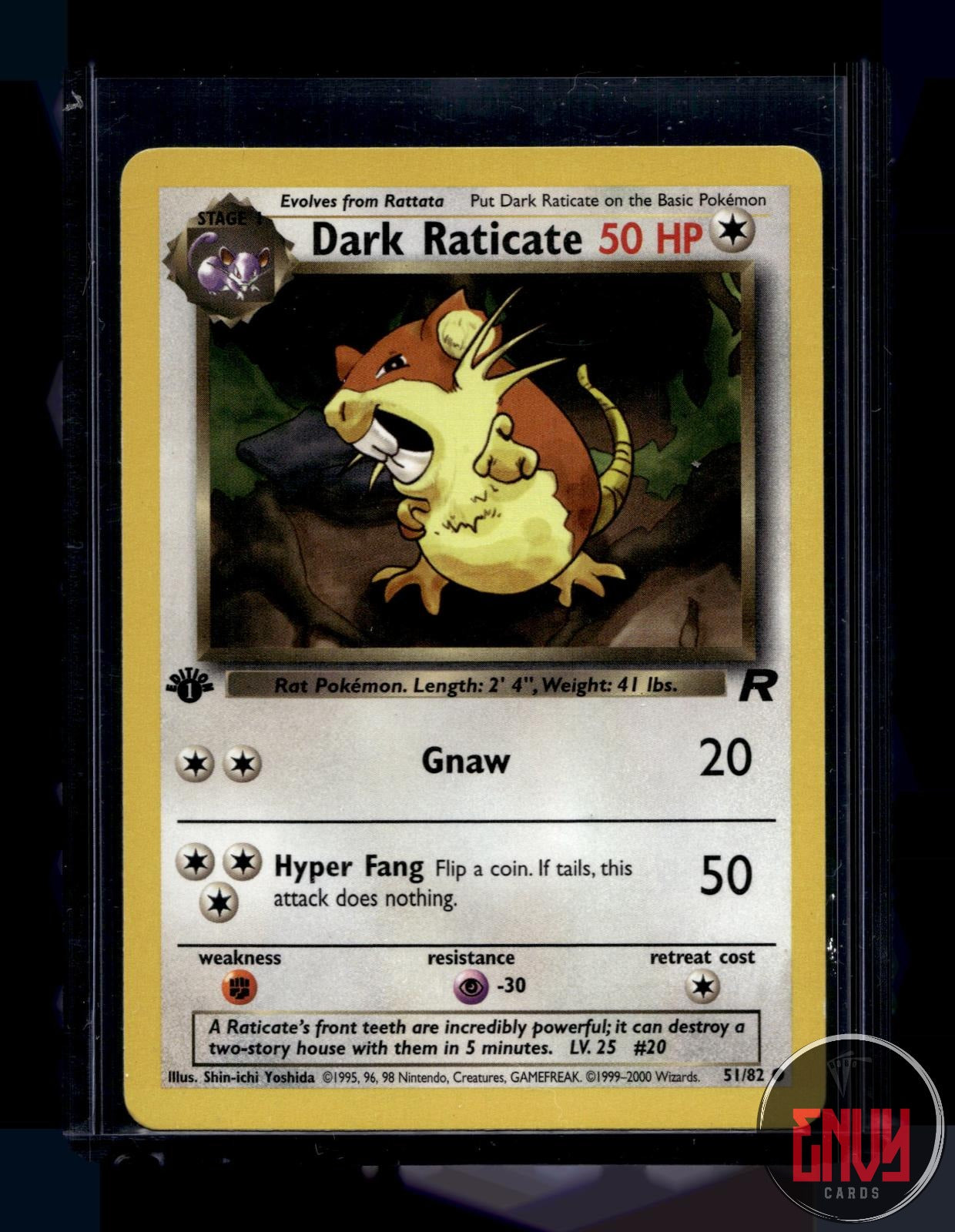Dark Raticate Lightly Played 51/82 Common Team Rocket Pokemon 1st Edition