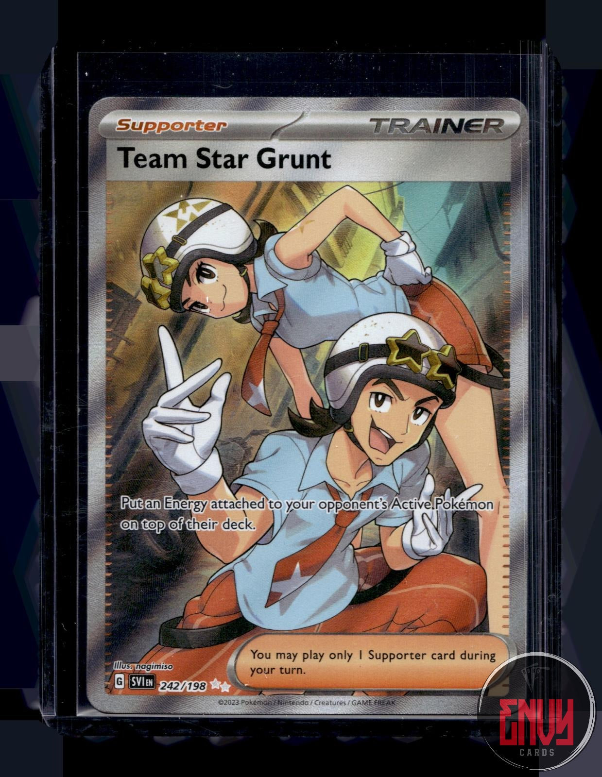 Team Star Grunt Near Mint 242/198 Ultra Rare Scarlet & Violet Pokemon Holo