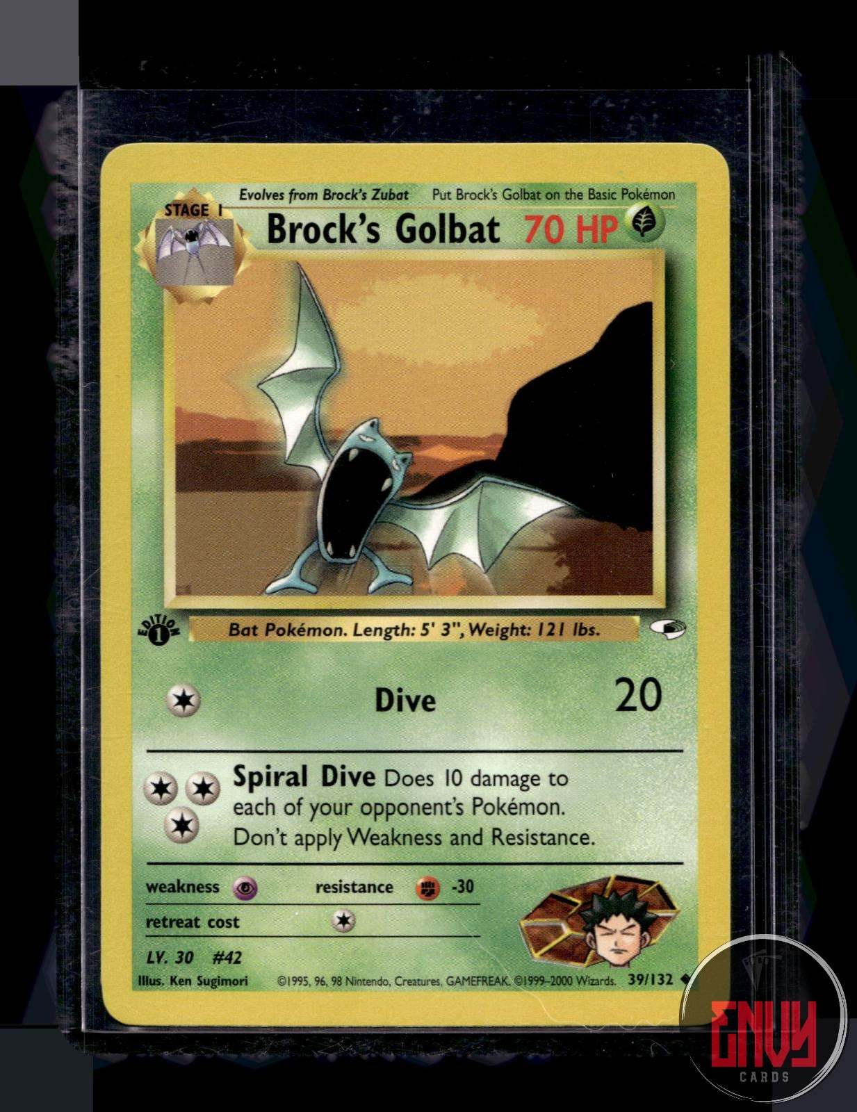 Brock's Golbat Lightly Played 39/132 Uncommon Gym Heroes Pokemon 1st Edition
