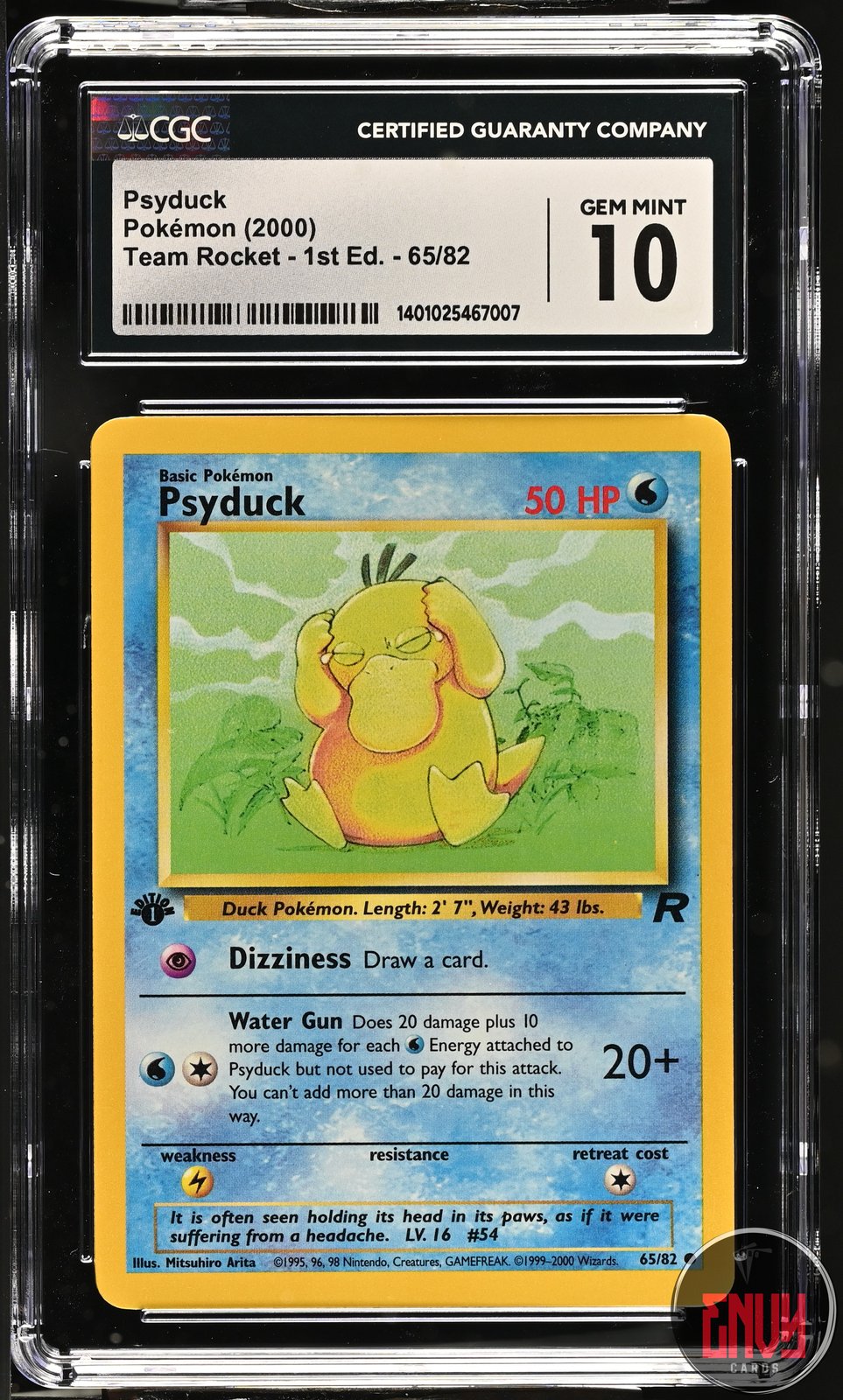 Psyduck 65/82 Team Rocket - 1st Ed. Pokemon CGC 10 Gem Mint