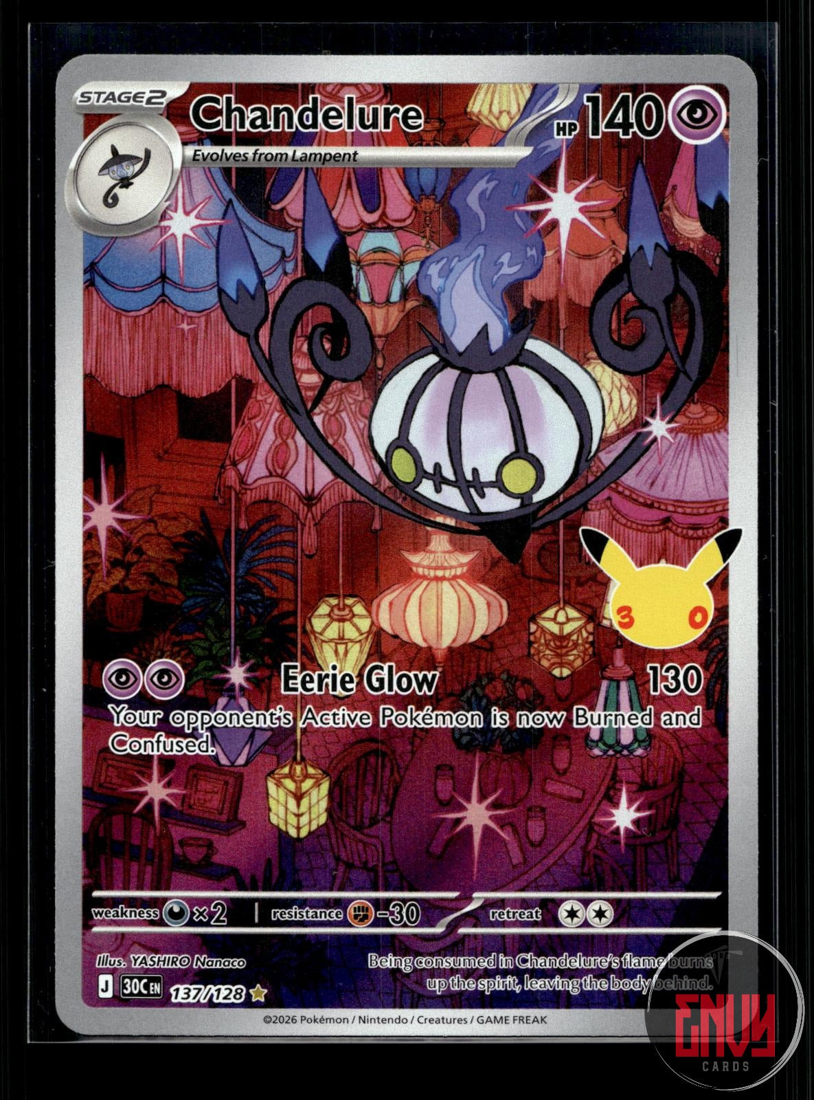 Chandelure NM 137/128 IR ME: 30th Celebration Pokemon Holo
