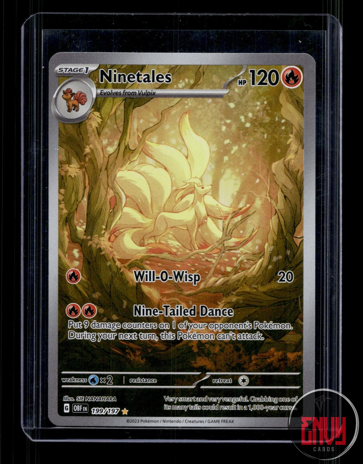 Ninetales Near Mint 199/197 Illustration Rare Obsidian Flames Pokemon Holo