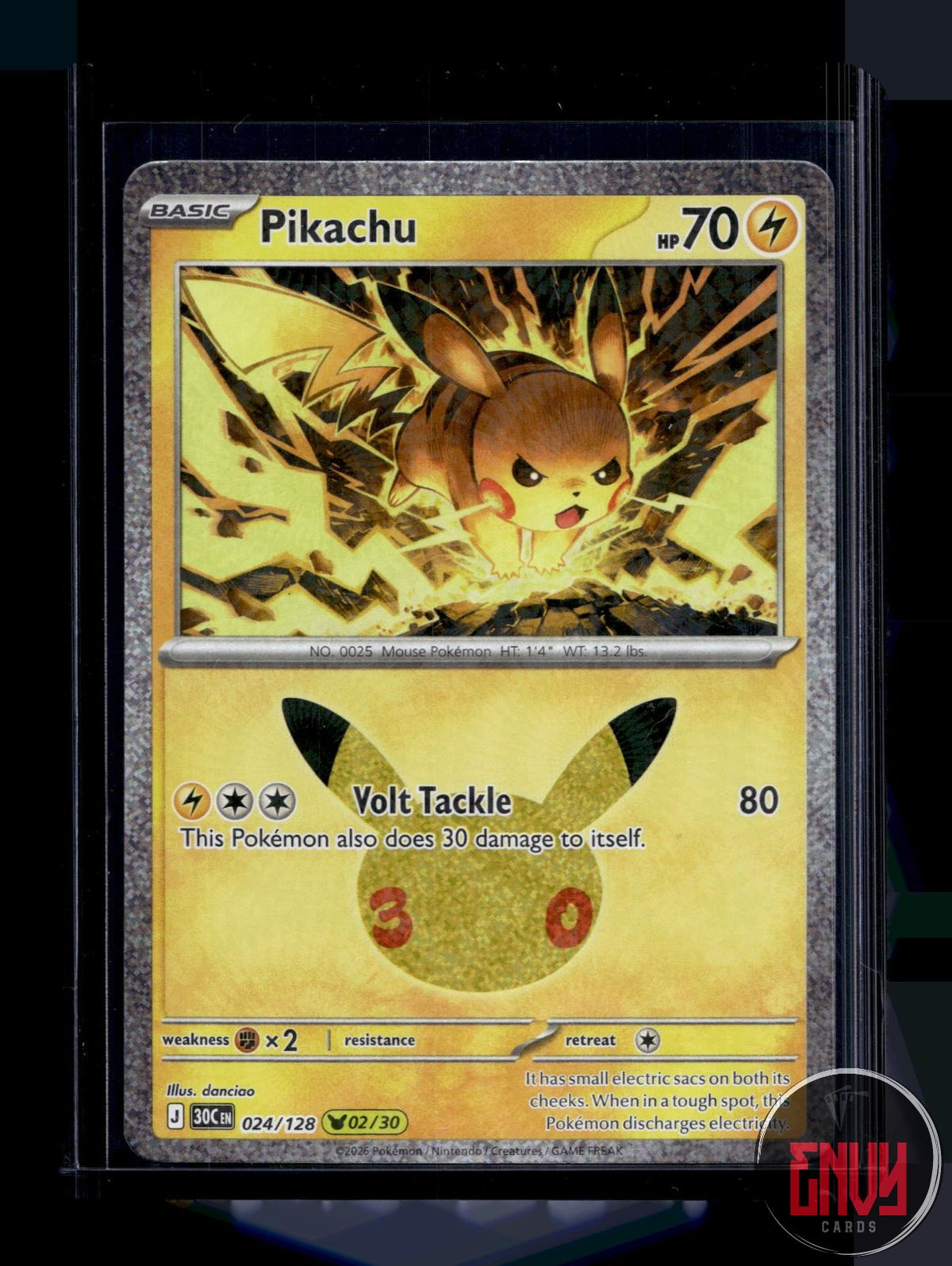 Pikachu NM 024/128 Pikachu Rare ME: 30th Celebration Pokemon Holo