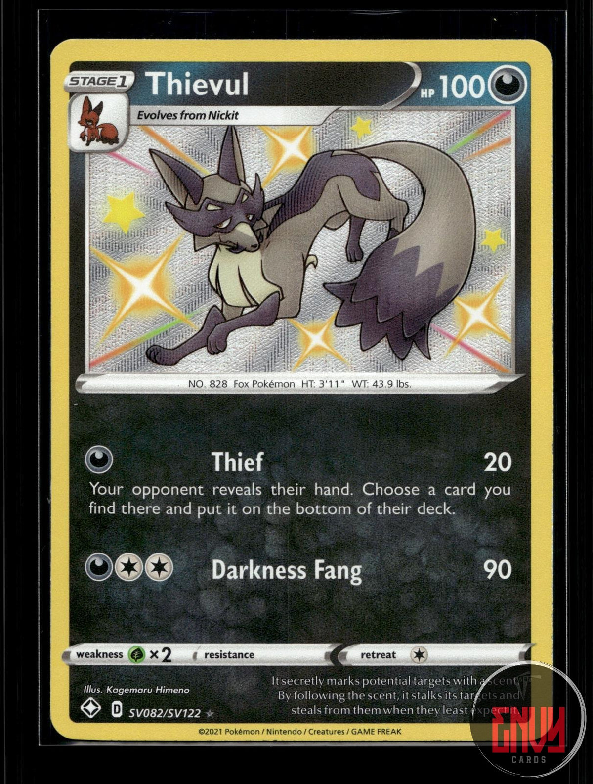 Thievul NM SV082/SV122 Shiny Rare Shining Fates Shiny Vault Pokemon Holo