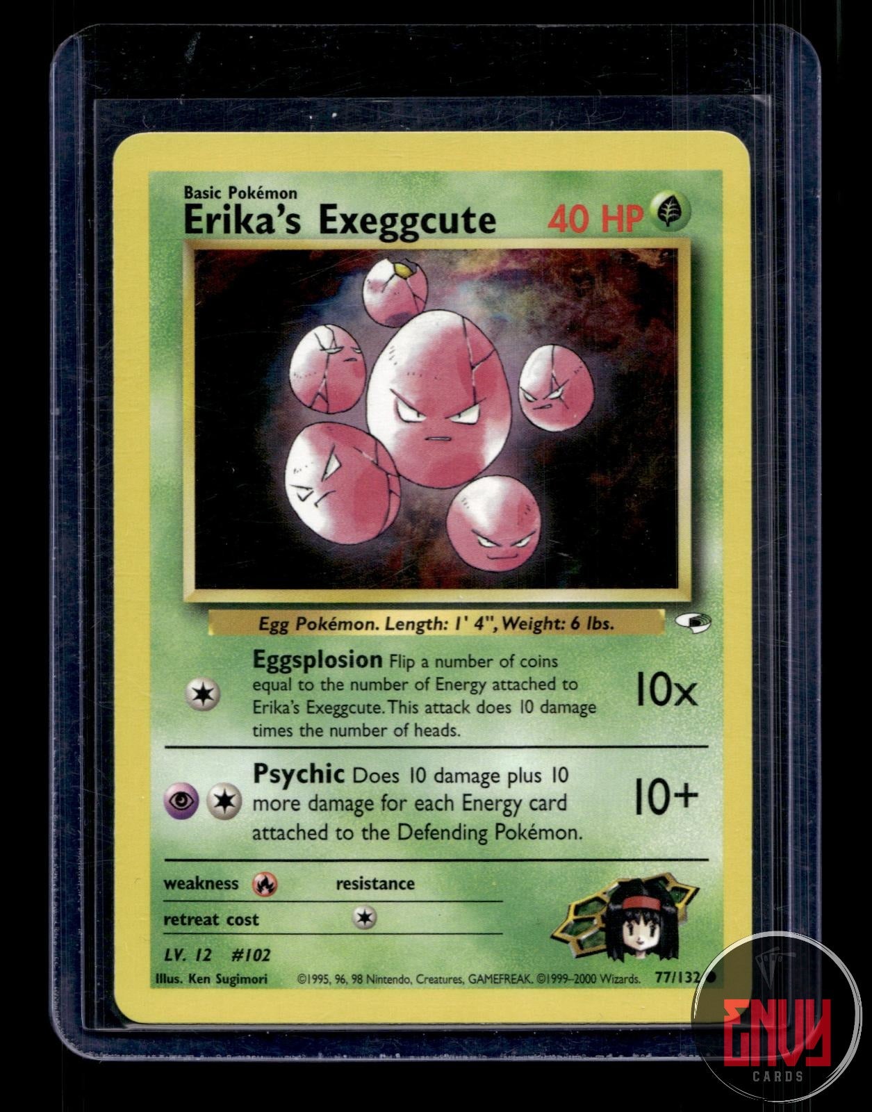Erika's Exeggcute Lightly Played 77/132 Common Gym Heroes Pokemon Unlimited