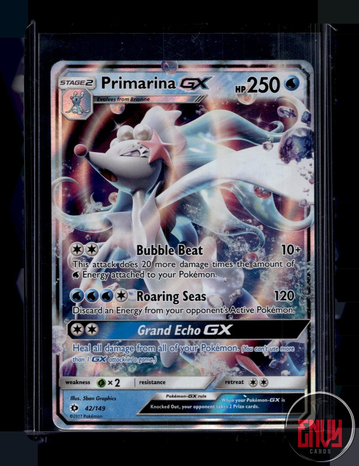 Primarina GX Moderately Played 42/149 Ultra Rare SM Base Set Pokemon Holo