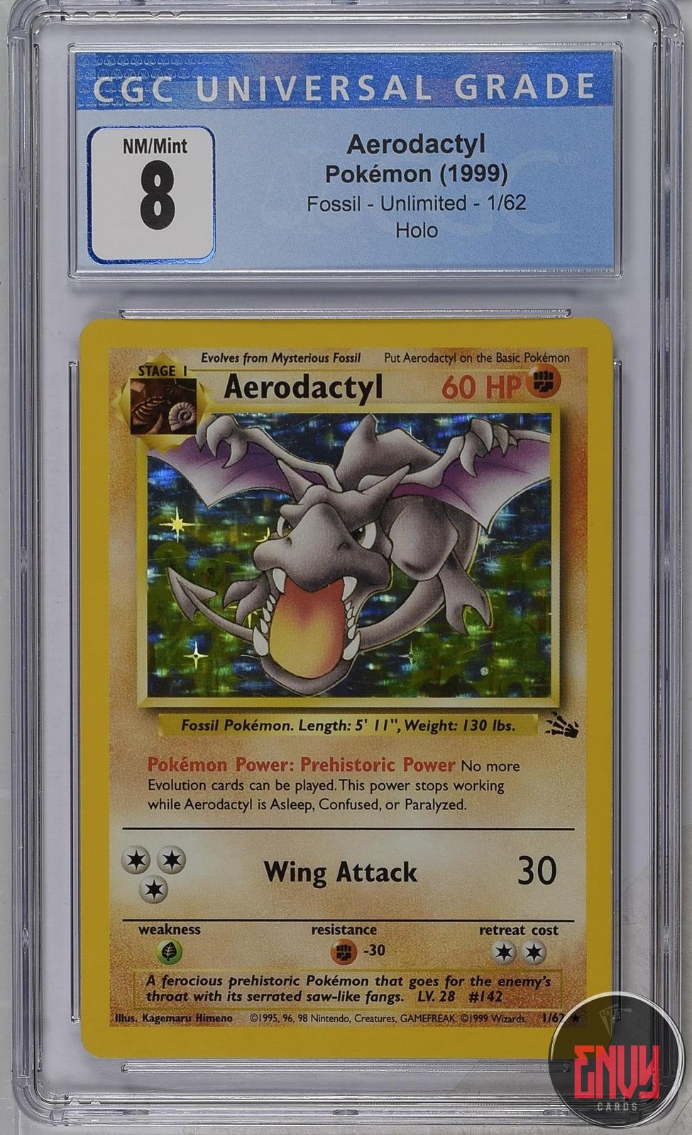 Aerodactyl 1/62 Holo Fossil Pokemon CGC 8 Nm/mint