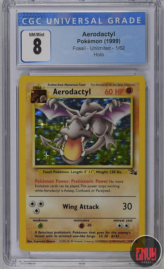 Aerodactyl 1/62 Holo Fossil Pokemon CGC 8 Nm/mint