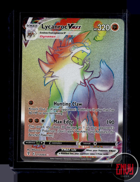 Lycanroc VMAX Near Mint 213/203 Rainbow Rare Evolving Skies Pokemon