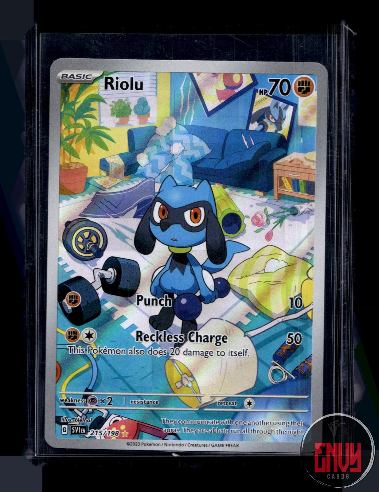 Riolu Near Mint 215/198 Illustration Rare Scarlet & Violet Pokemon Holo