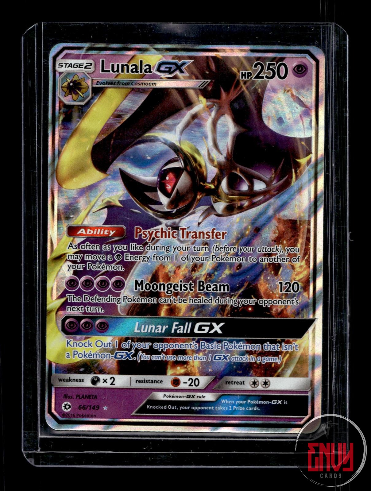 Lunala GX Lightly Played 66/149 Ultra Rare SM Base Set Pokemon Holo