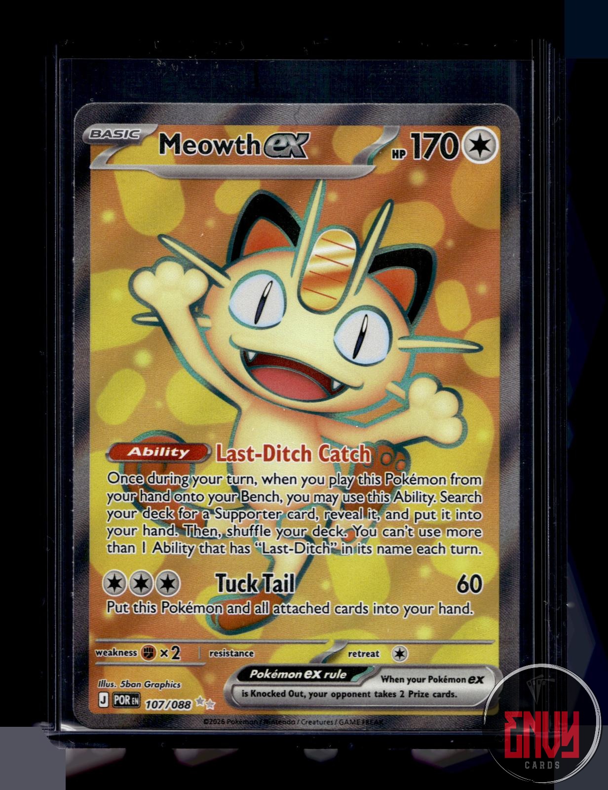 Meowth ex Near Mint 107/088 Ultra Rare Perfect Order Pokemon Holo