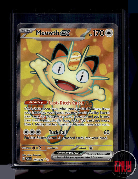 Meowth ex Near Mint 107/088 Ultra Rare Perfect Order Pokemon Holo