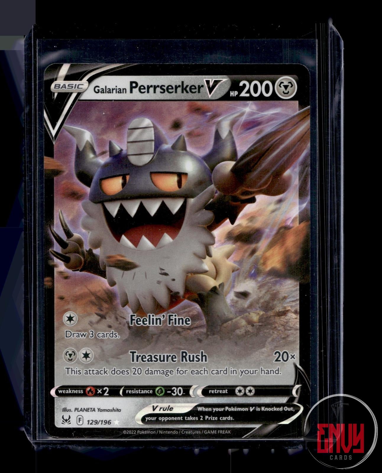 Galarian Perrserker V Near Mint 129/196 V Rare Lost Origin Pokemon Holo