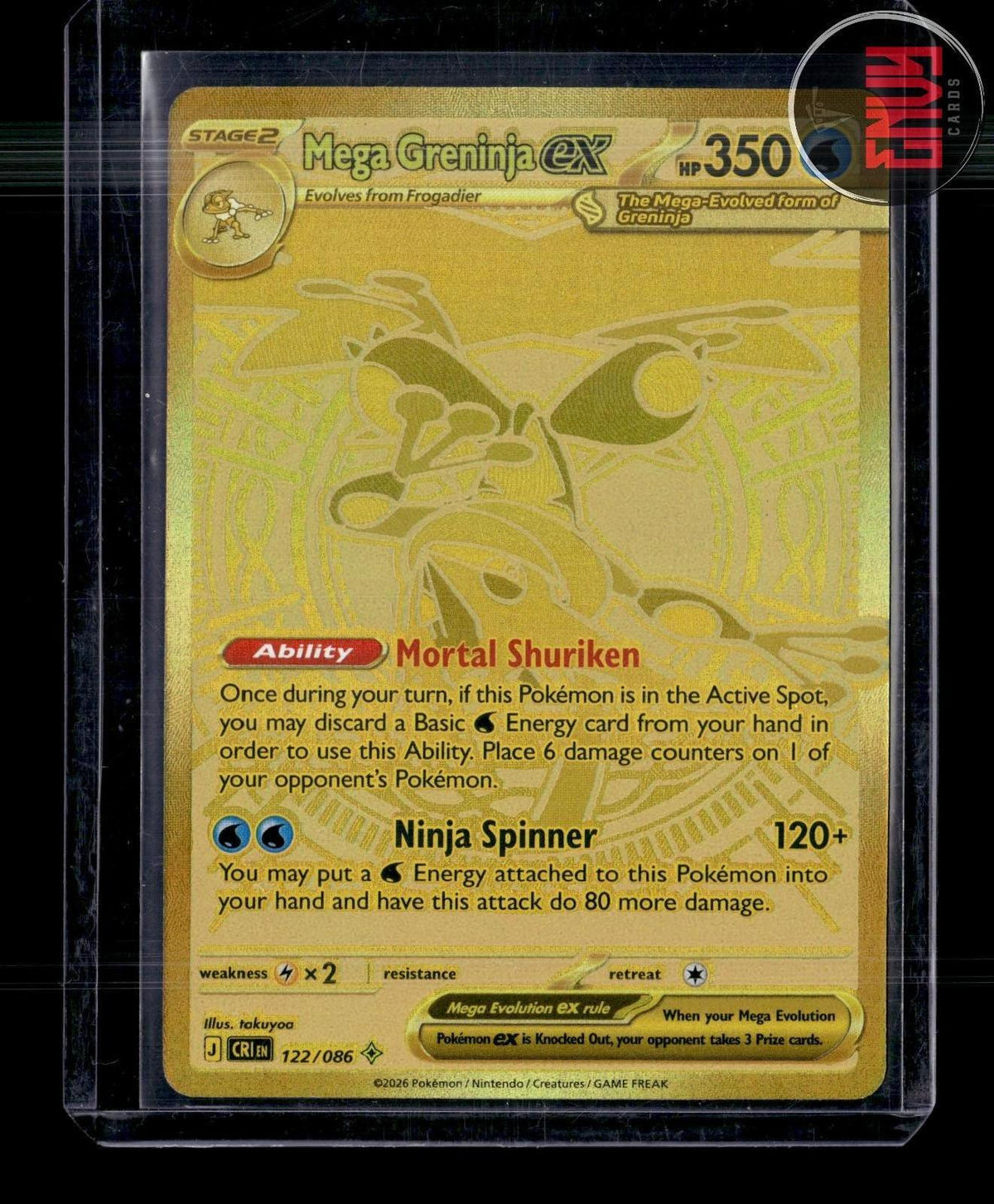 Mega Greninja ex NM 122/086 Mega Hyper Rare Chaos Rising Pokemon Holo