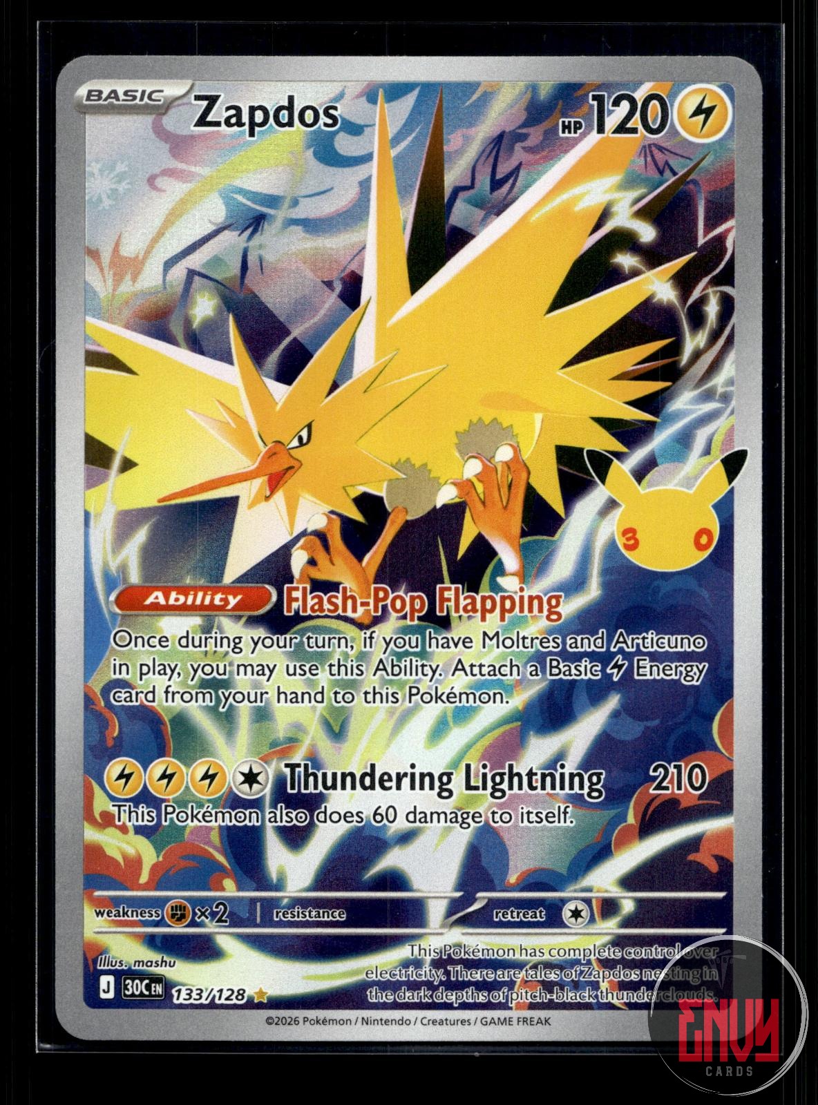 Zapdos NM 133/128 IR ME: 30th Celebration Pokemon Holo