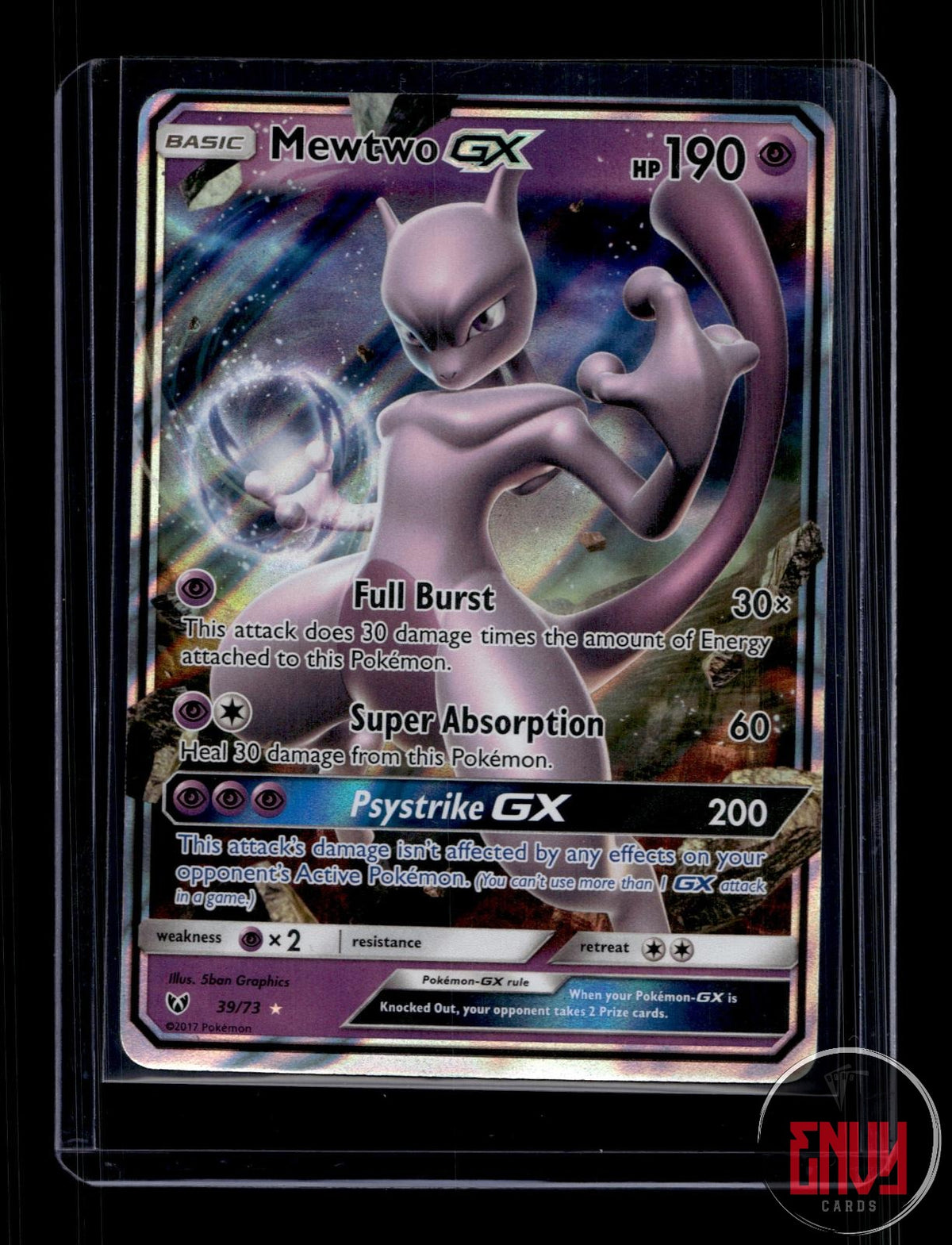 Mewtwo GX Lightly Played 39/73 GX Rare Shining Legends Pokemon Holo