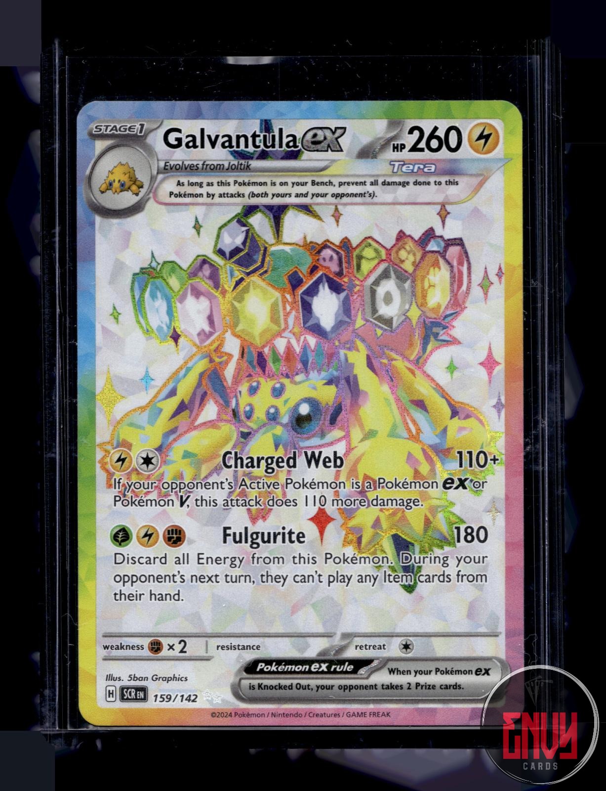 Galvantula ex Near Mint 159/142 Ultra Rare Stellar Crown Pokemon Holo