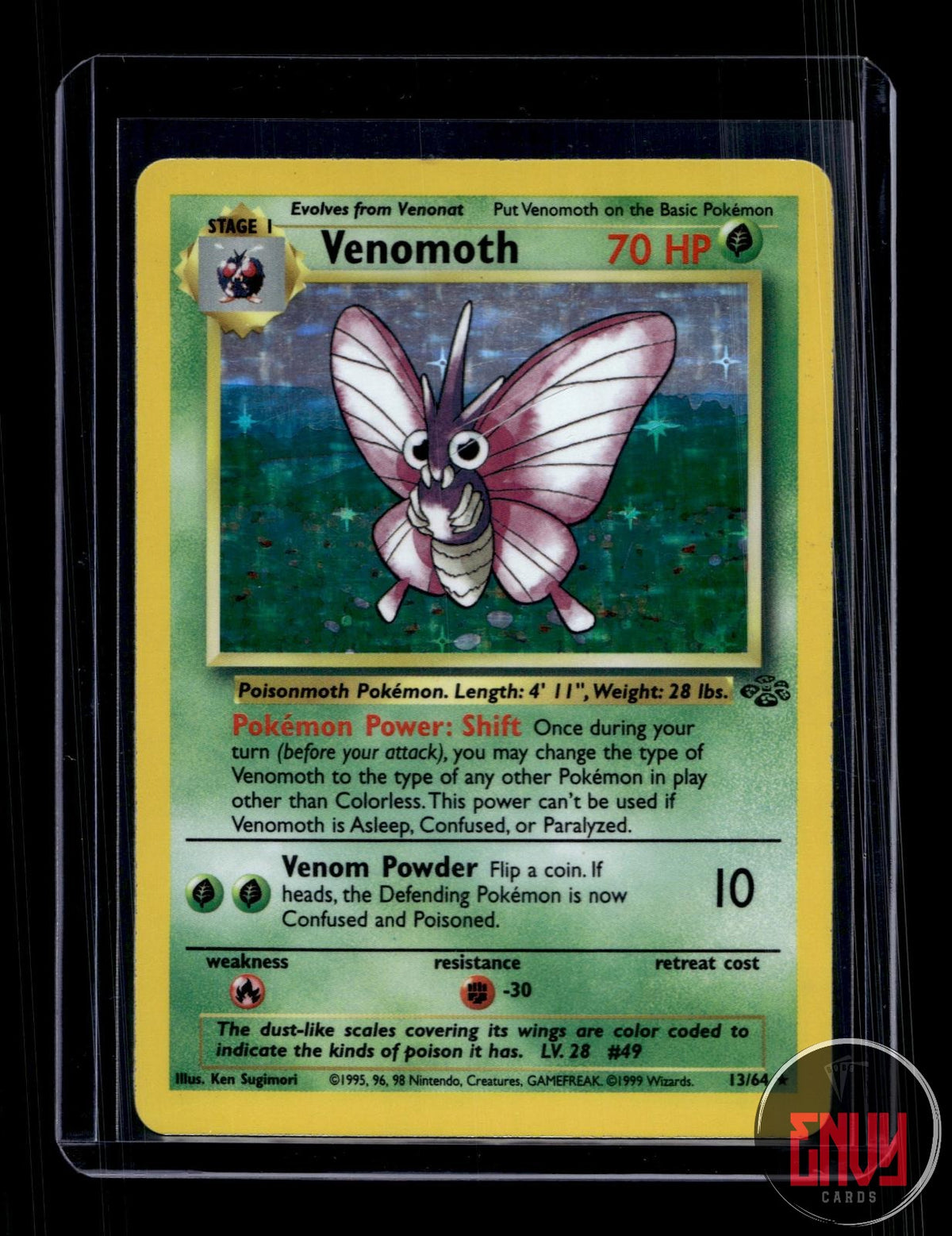 Venomoth Moderately Played 13/64 Rare Jungle Pokemon Unlimited Holo
