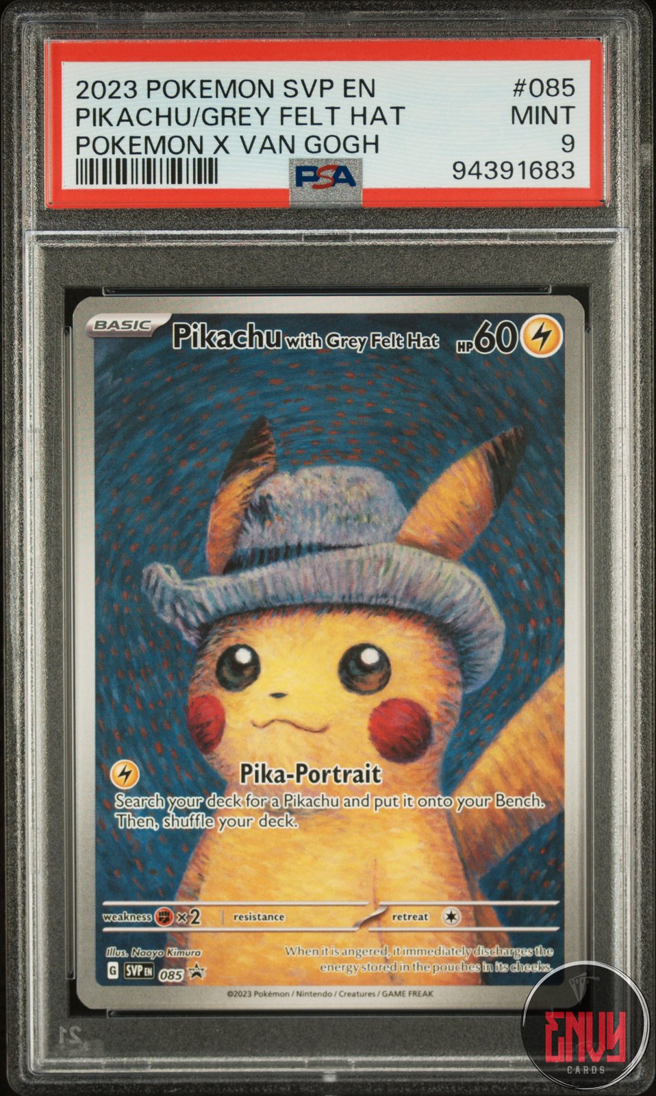 Pikachu With Grey Felt Hat 085 Pokemon X Van Gogh Pokemon PSA 9