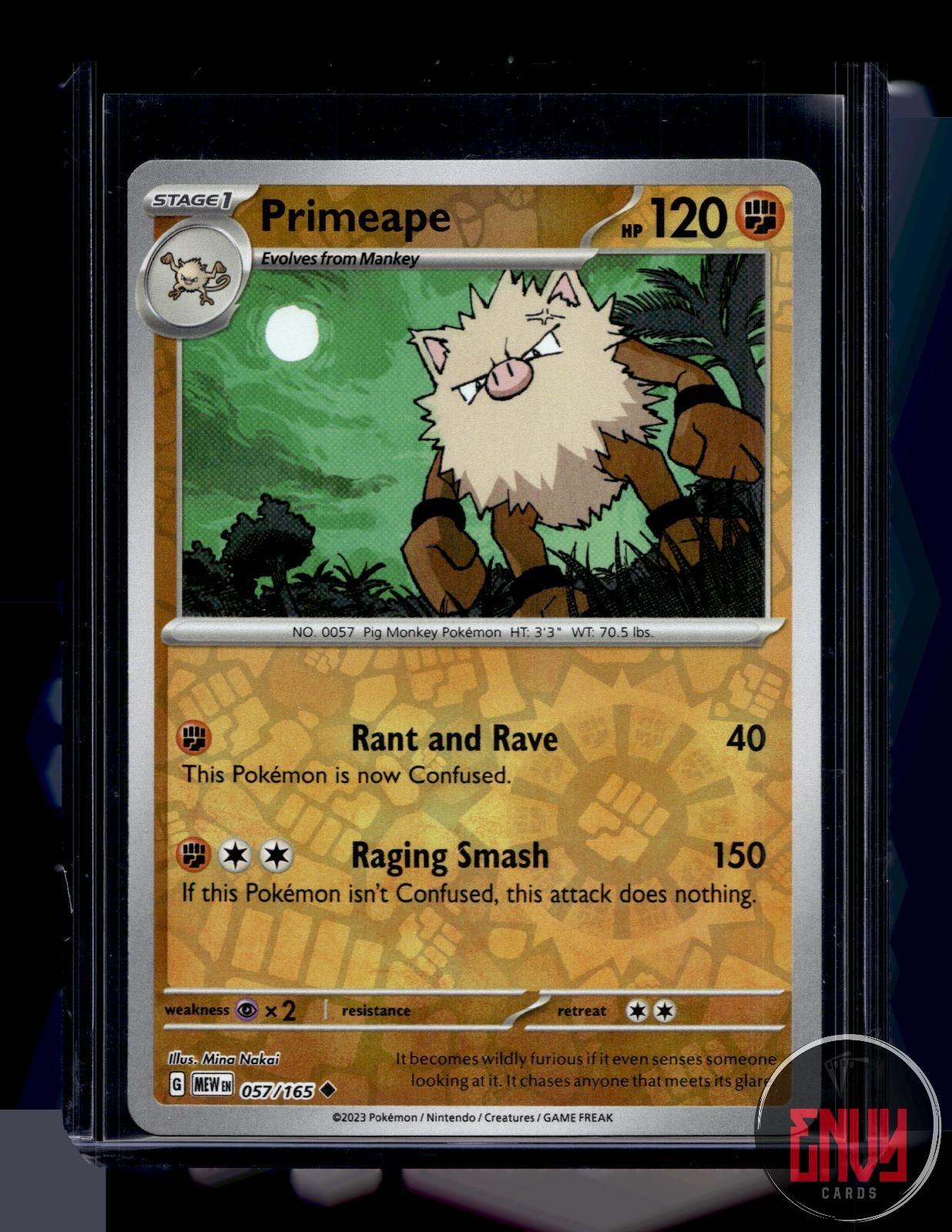 Primeape Near Mint 057/165 Uncommon 151 Pokemon Reverse Holo