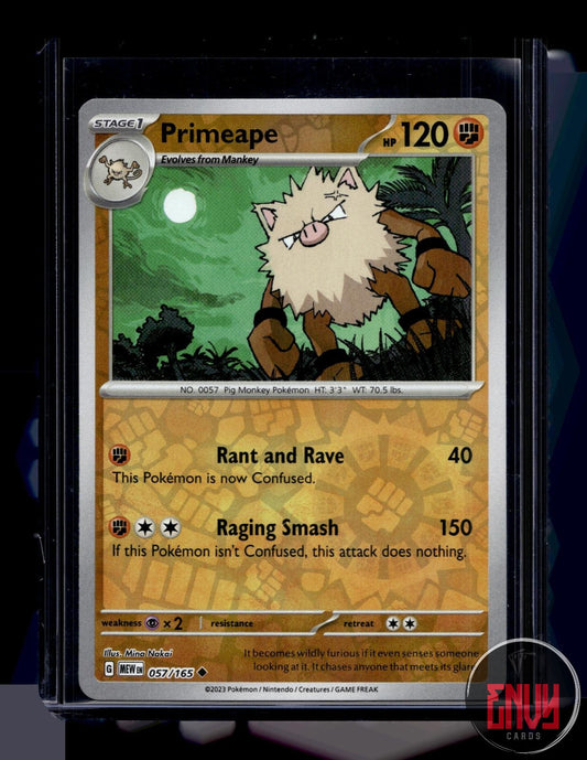 Primeape Near Mint 057/165 Uncommon 151 Pokemon Reverse Holo