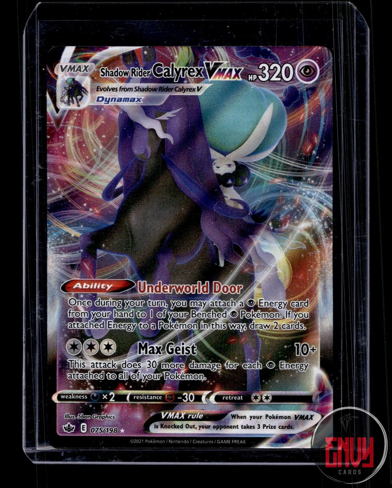Shadow Rider Calyrex VMAX NM 075/198 VMAX Rare Chilling Reign Pokemon Holo