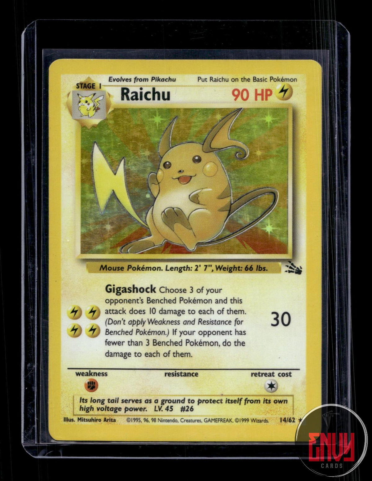Raichu Moderately Played 14/62 Rare Fossil Pokemon Unlimited Holo