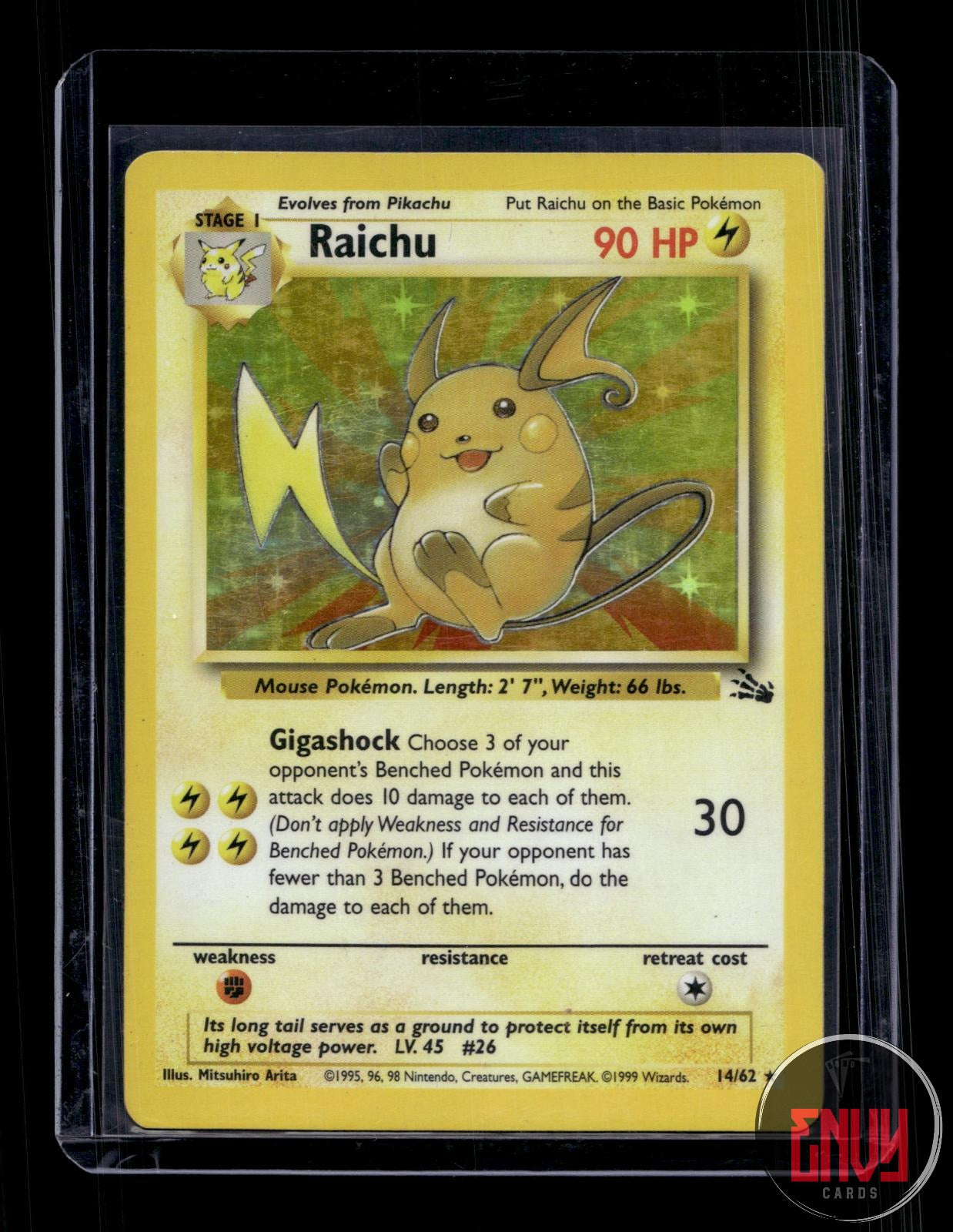 Raichu Moderately Played 14/62 Rare Fossil Pokemon Unlimited Holo