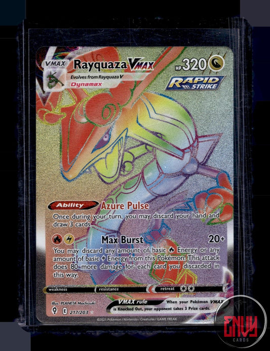 Rayquaza VMAX Near Mint 217/203 Rainbow Rare Evolving Skies Pokemon Holo
