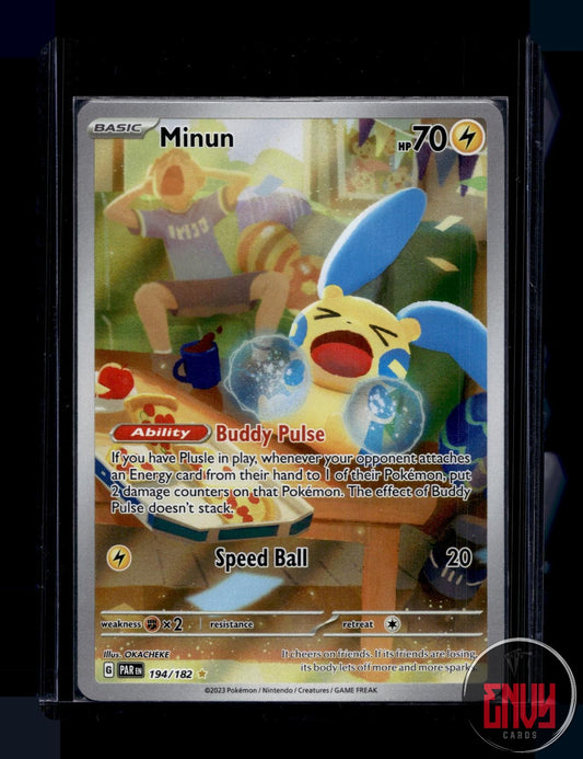 Minun Near Mint 194/182 Illustration Rare Paradox Rift Pokemon Holo