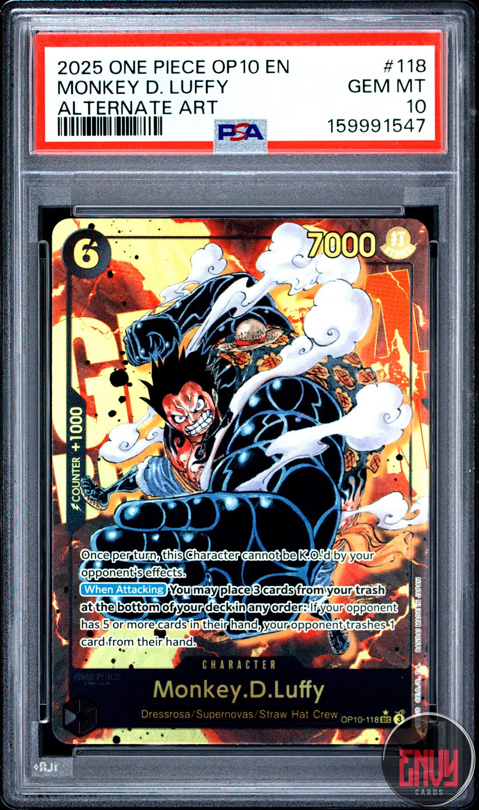 Monkey D. Luffy 118 Alternate Art One Piece Op10-Royal Blood One Piece PSA 10