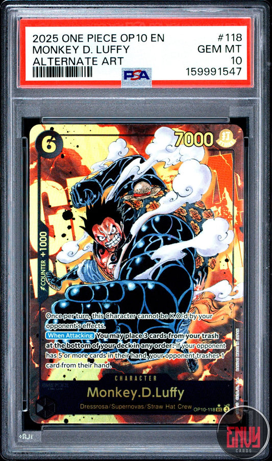 Monkey D. Luffy 118 Alternate Art One Piece Op10-Royal Blood One Piece PSA 10