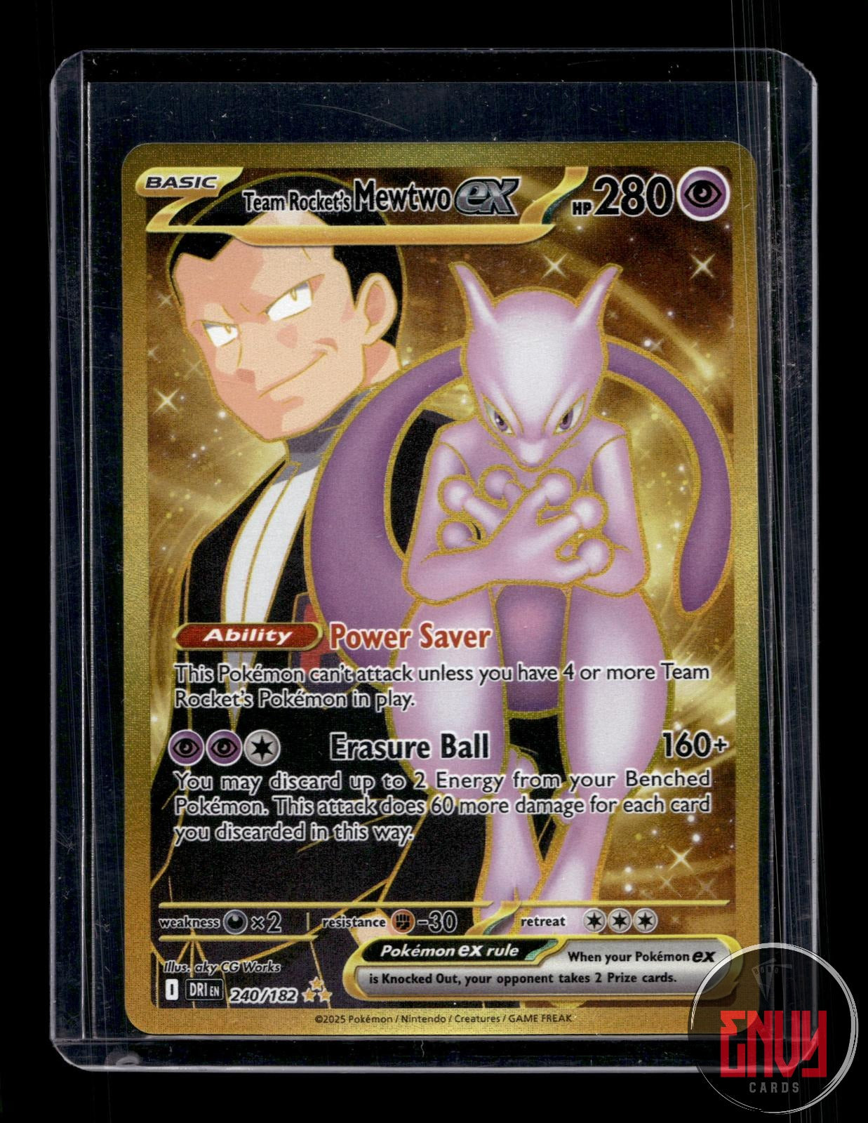 Team Rocket's Mewtwo ex NM 240/182 Hyper Rare Destined Rivals Pokemon Holo