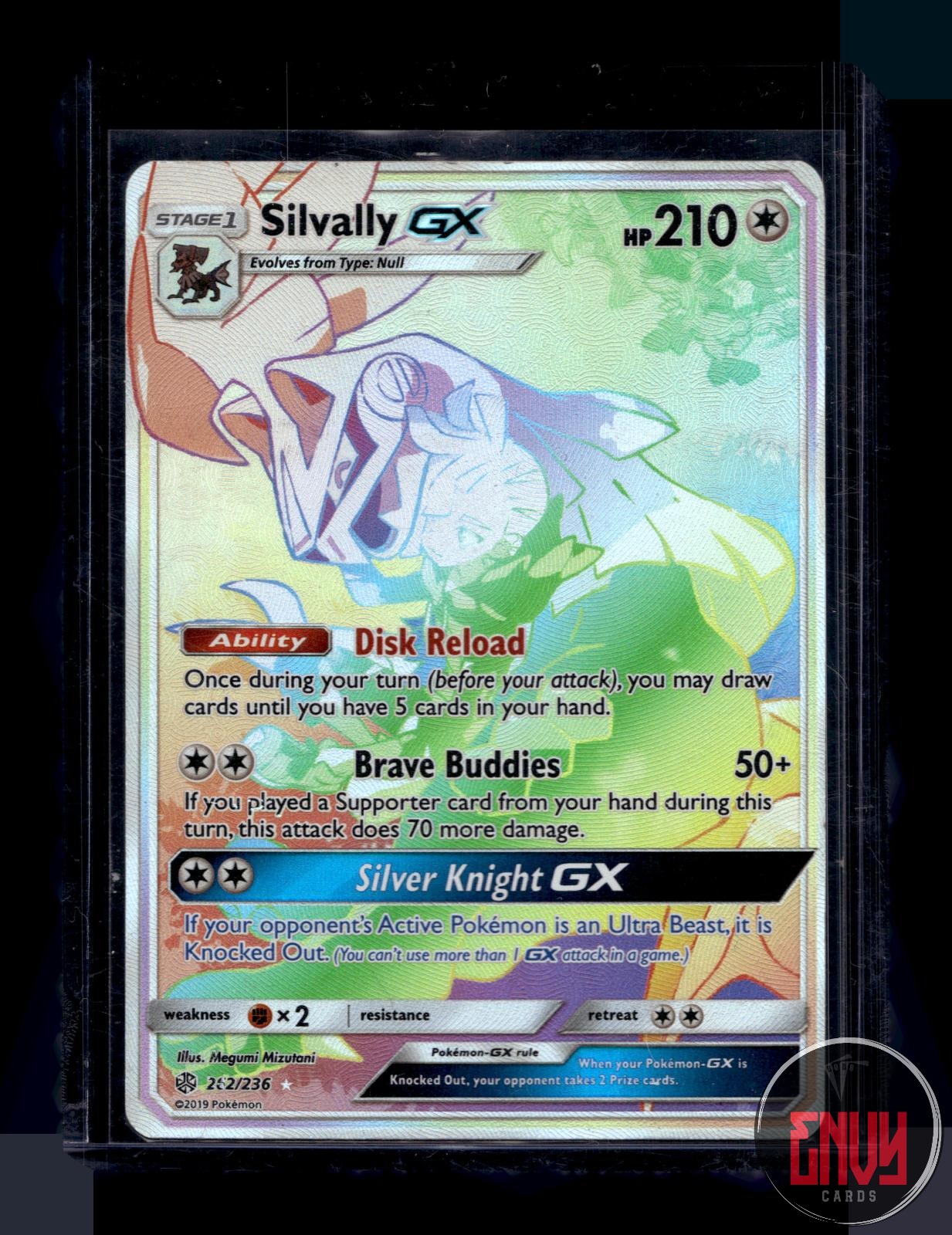 Silvally GX Heavily Played 262/236 Rainbow Rare Cosmic Eclipse Pokemon Holo