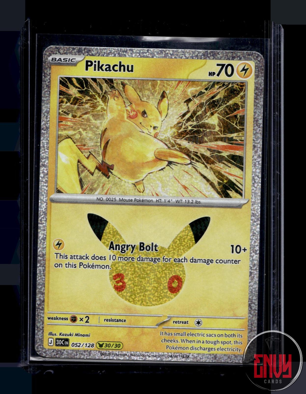 Pikachu NM 052/128 Pikachu Rare ME: 30th Celebration Pokemon Holo