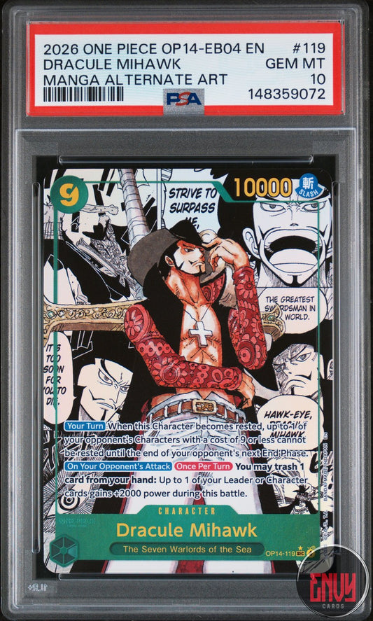 Dracule Mihawk 119 Manga Alternate Art One Piece PSA 10
