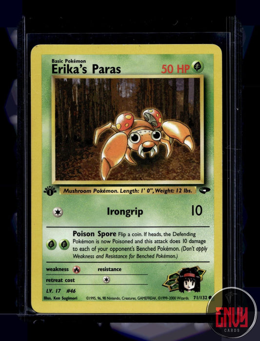 Erika's Paras Near Mint 71/132 Common Gym Challenge Pokemon 1st Edition