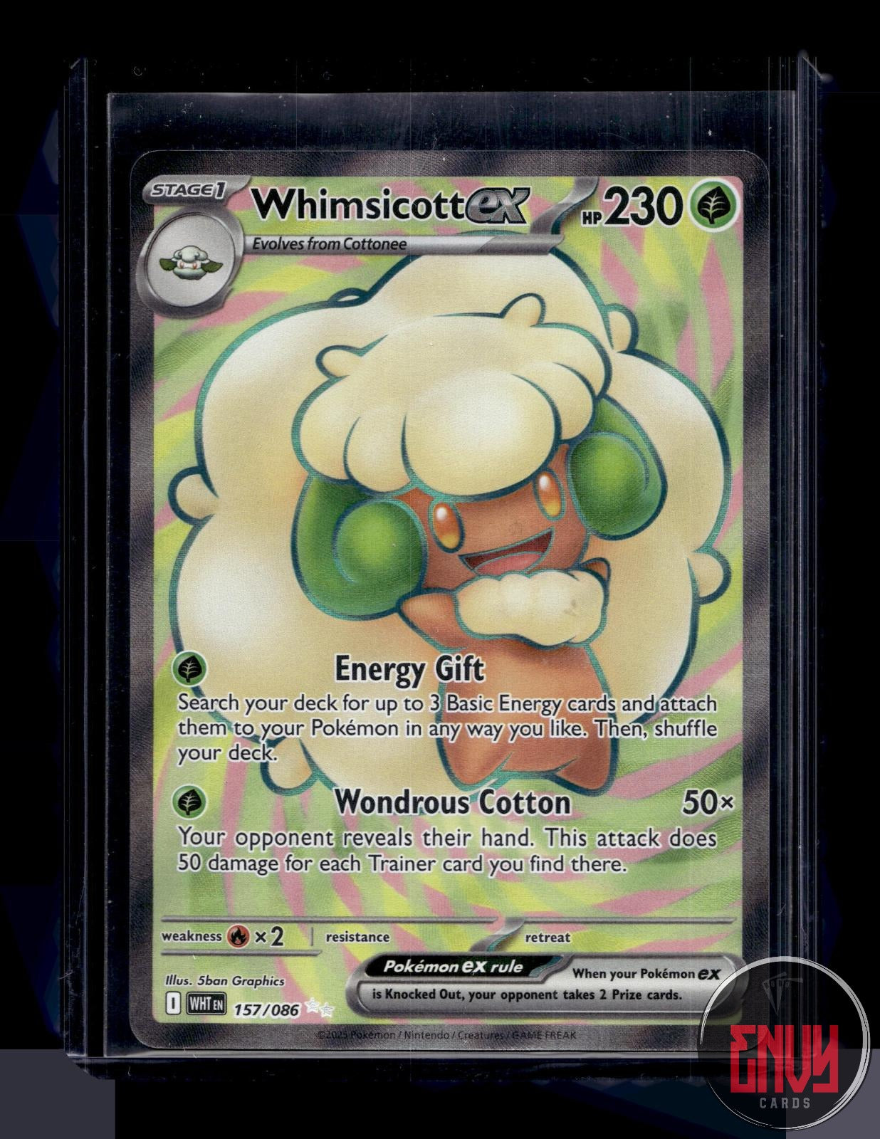 Whimsicott ex Near Mint 157/086 Ultra Rare White Flare Pokemon Holo