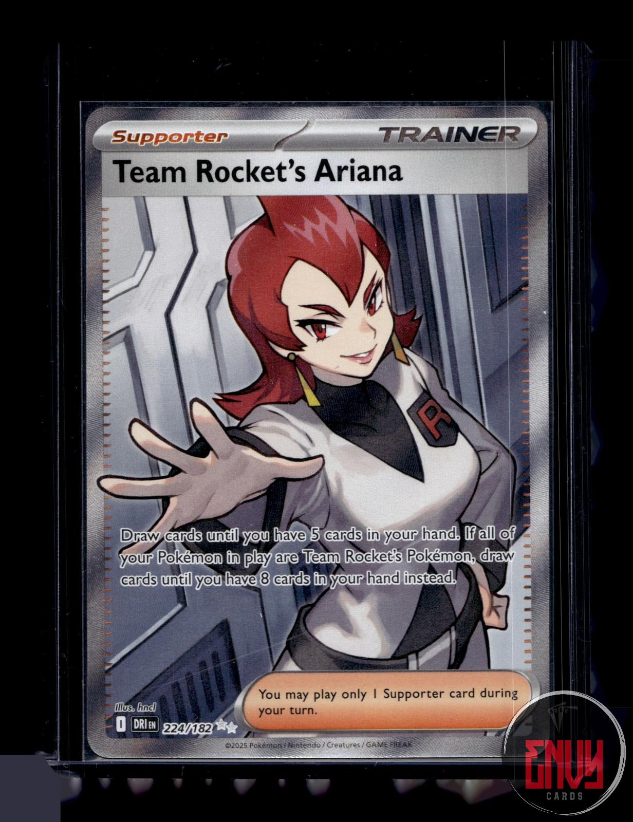 Team Rocket's Ariana Near Mint 224/182 Ultra Rare Destined Rivals Pokemon Holo