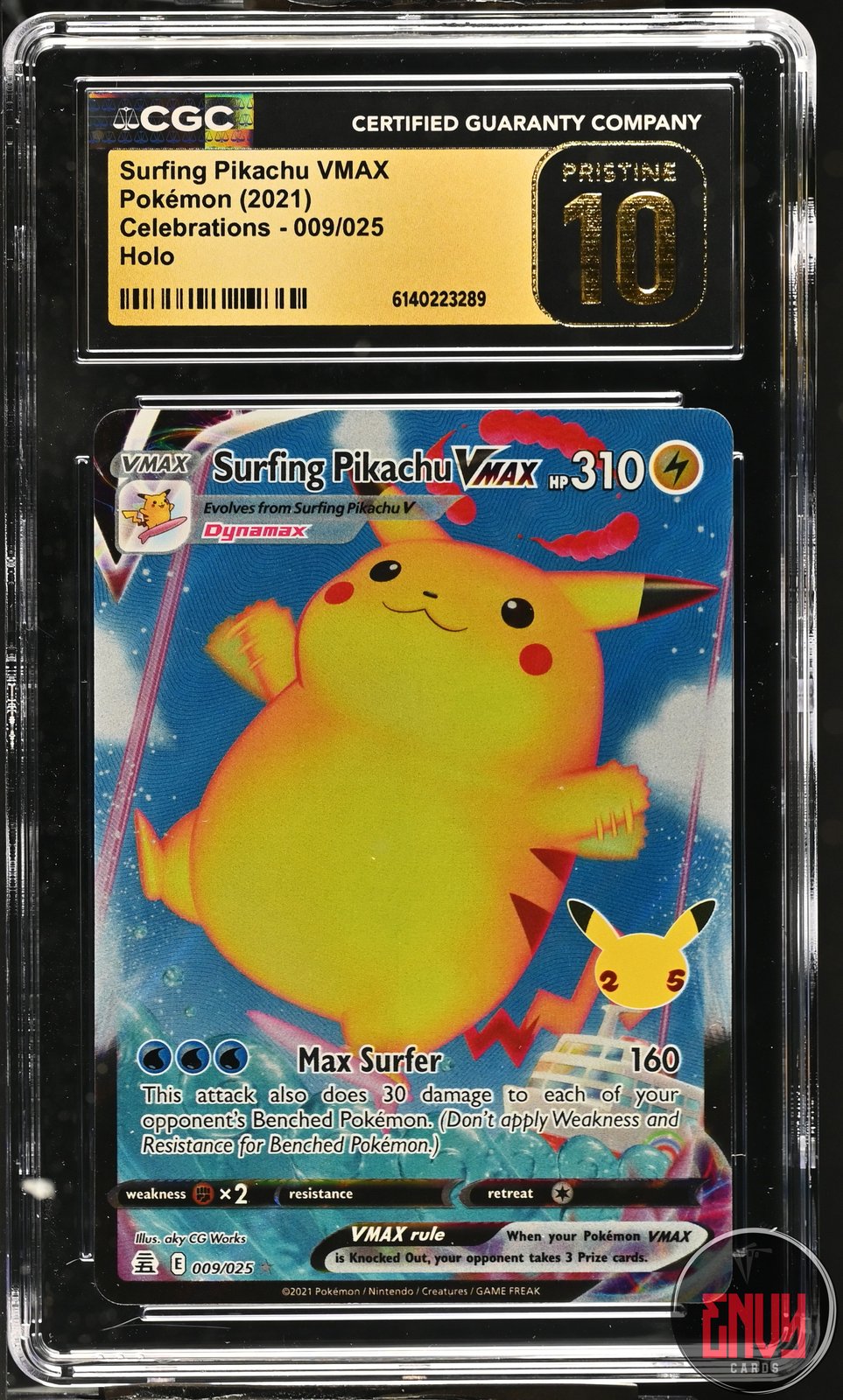 Surfing Pikachu Vmax 009/025 Holo Celebrations Pokemon CGC 10 Pristine