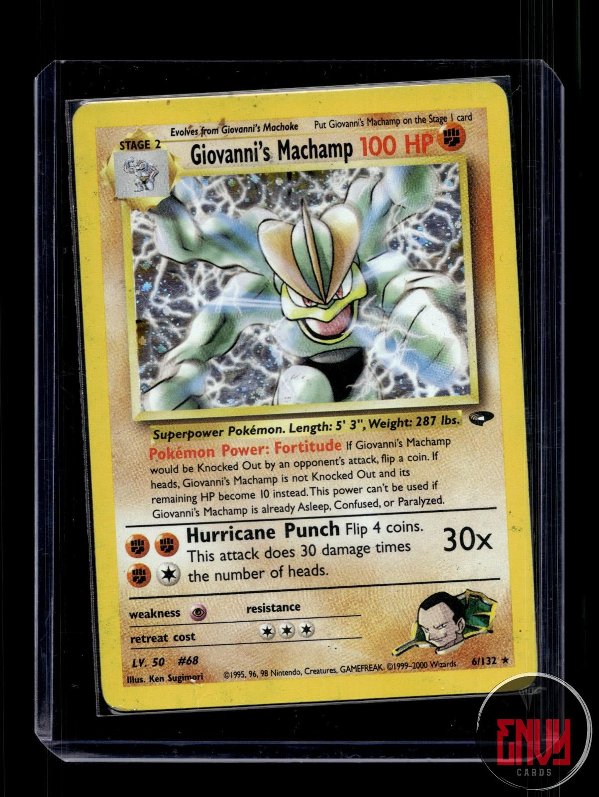 Giovanni's Machamp HP 6/132 Rare Gym Challenge Pokemon Unlimited Holo