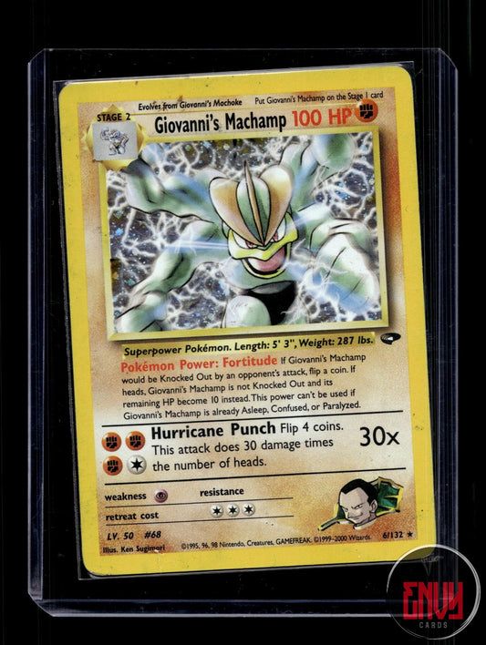 Giovanni's Machamp HP 6/132 Rare Gym Challenge Pokemon Unlimited Holo