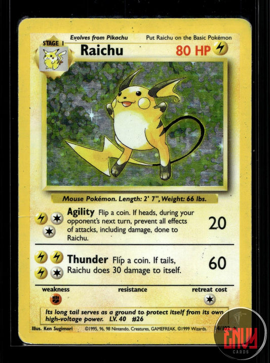 Raichu HP 14/102 Holo Rare Base Set Unlimited Pokemon