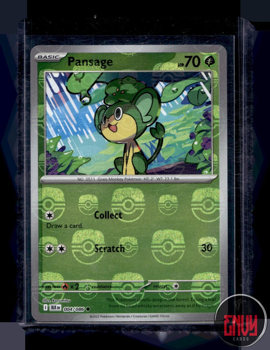 Pansage (Master Ball Pattern) Near Mint 004/086 Common Black Bolt Pokemon